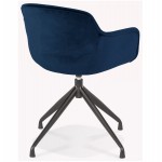 Design chair with black metal foot velvet armrests KOHANA (blue)