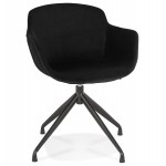 Design-Stuhl mit schwarzen Metallfuß-Samt-Armlehnen KOHANA (schwarz)