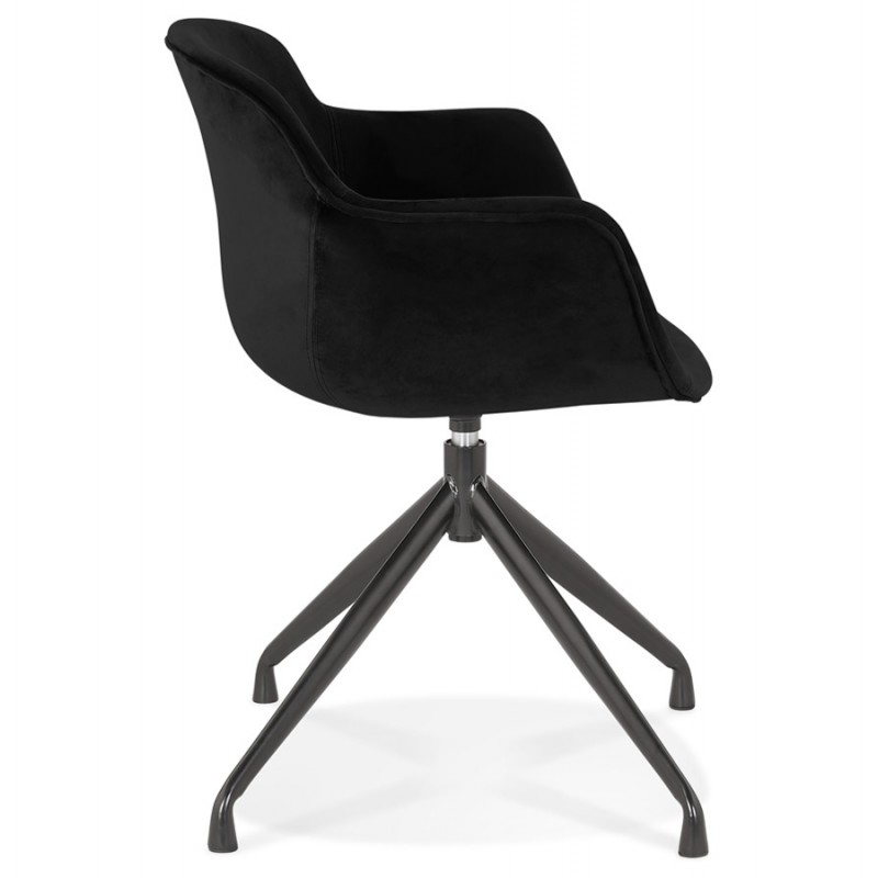 Chaise design avec accoudoirs en velours pieds métal noirs KOHANA (noir) - image 62643