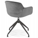 Design-Stuhl mit Armlehnen aus schwarzem Metallfußsamt KOHANA (grau)