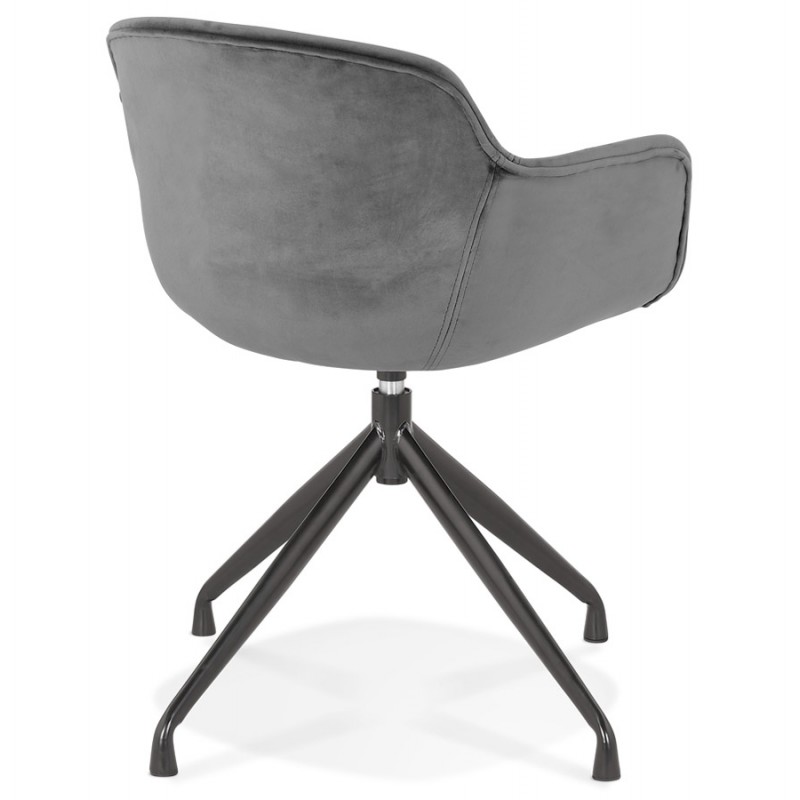 Chaise design avec accoudoirs en velours pieds métal noirs KOHANA (gris) - image 62653