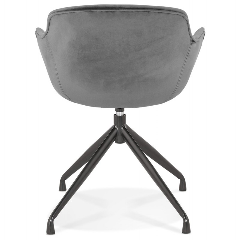 Chaise design avec accoudoirs en velours pieds métal noirs KOHANA (gris) - image 62654