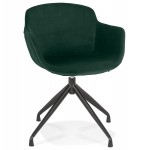 Chaise design avec accoudoirs en velours pieds métal noirs KOHANA (vert)