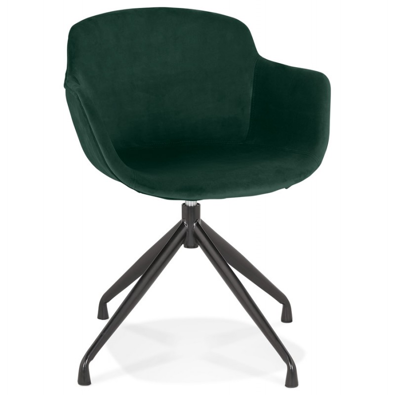Chaise design avec accoudoirs en velours pieds métal noirs KOHANA (vert) - image 62659