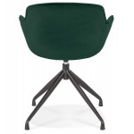Chaise design avec accoudoirs en velours pieds métal noirs KOHANA (vert)