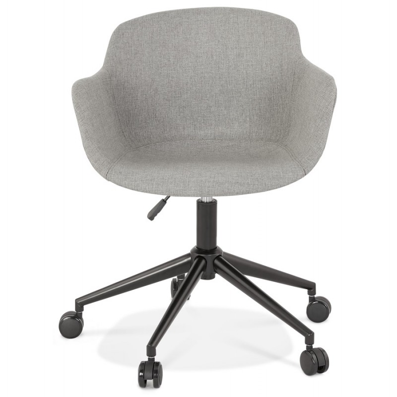 Chaise de bureau sur roulettes en tissu pieds métal noirs ALARIC (gris) - image 62683