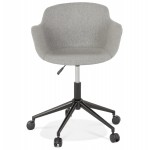 Office chair on wheels in fabric feet black metal ALARIC (gray)