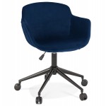 Office chair on wheels in black metal velvet feet CEYLON (blue)