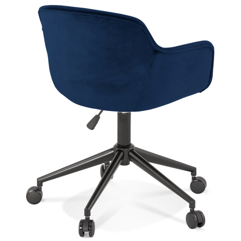 Office chair on wheels in black metal velvet feet CEYLON (blue) - image 62714