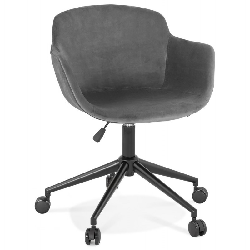 Bürostuhl auf Rädern aus schwarzem Metall mit Samtfüßen CEYLON (grau) - image 62731