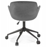 Chaise de bureau sur roulettes en velours pieds métal noirs CEYLAN (gris)