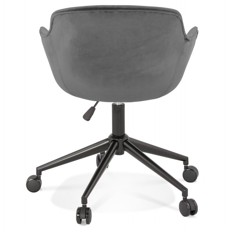 Sedia da ufficio su ruote con piedini in velluto metallo nero CEYLON (grigio) - image 62735