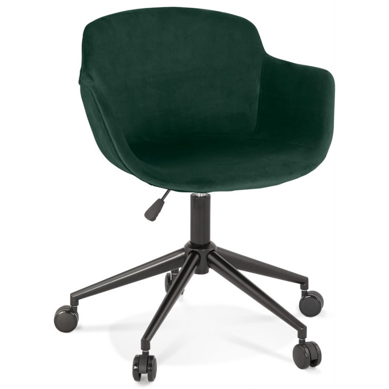 Sedia da ufficio su ruote con piedini in velluto metallo nero CEYLON (verde) - image 62741