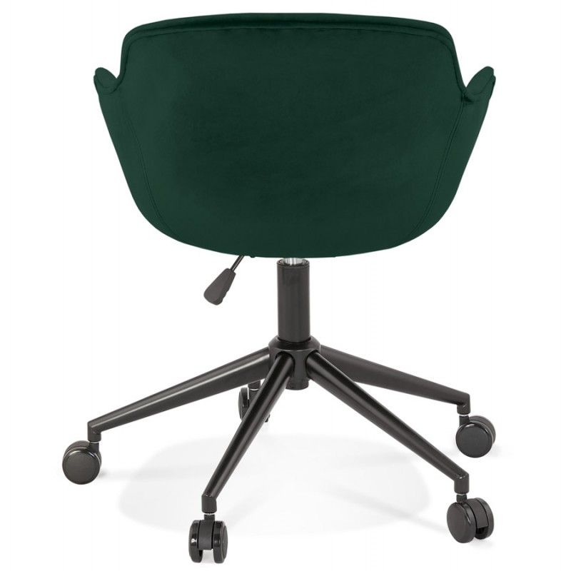 Chaise de bureau sur roulettes en velours pieds métal noirs CEYLAN (vert) - image 62745