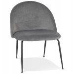 Poltrona lounge di design in velluto e gambe e metallo nero ARTHUS (grigio)