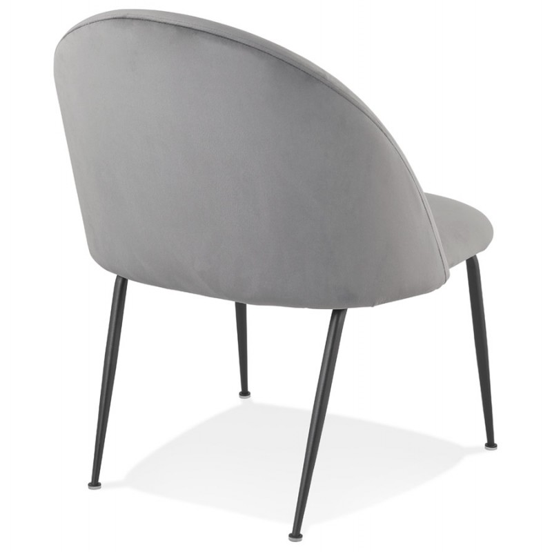 Fauteuil lounge design en velours et pieds e métal noir ARTHUS (gris) - image 62767