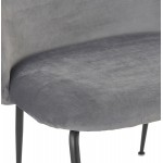 Fauteuil lounge design en velours et pieds e métal noir ARTHUS (gris)