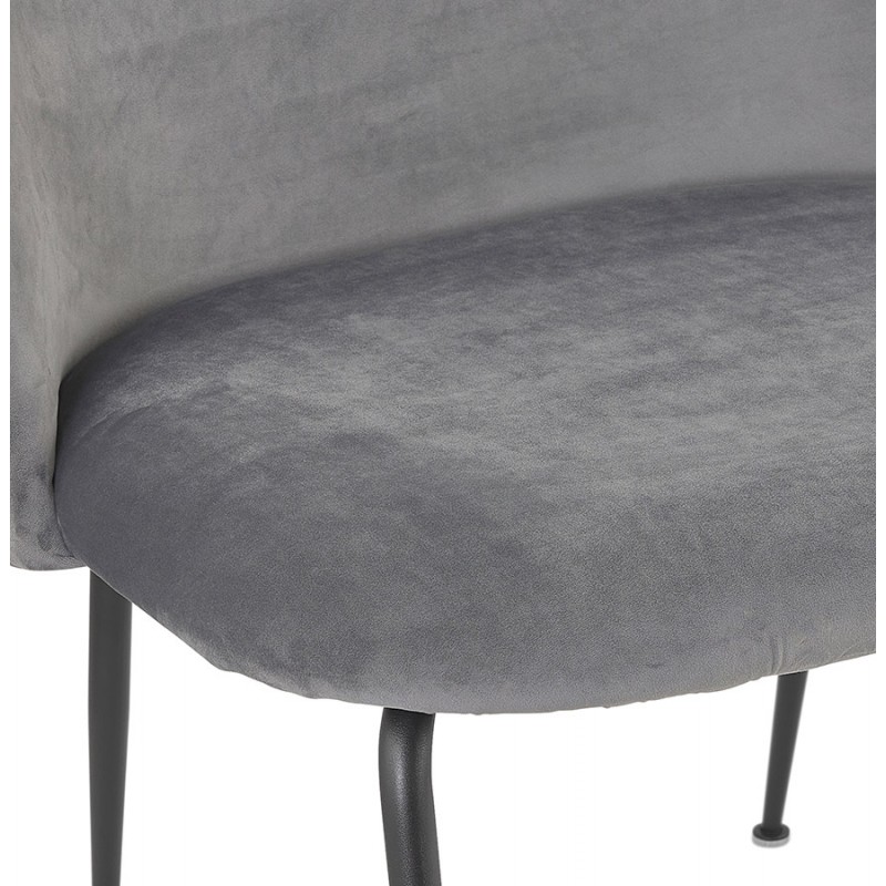 Fauteuil lounge design en velours et pieds e métal noir ARTHUS (gris) - image 62770