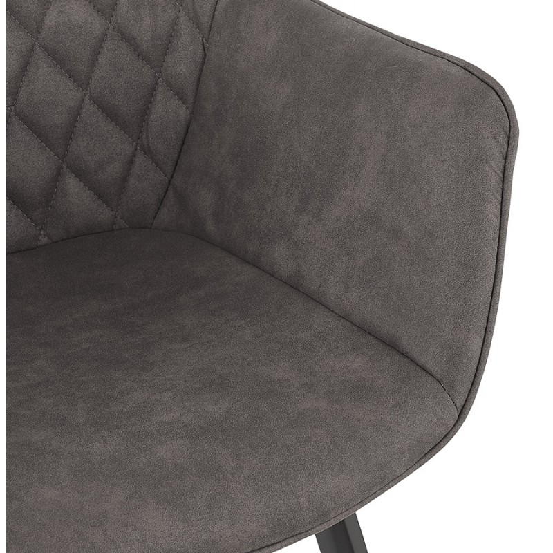 Stuhl mit Armlehnen aus schwarzem Metallfuß aus Mikrofaser LENO (dunkelgrau) - image 62781