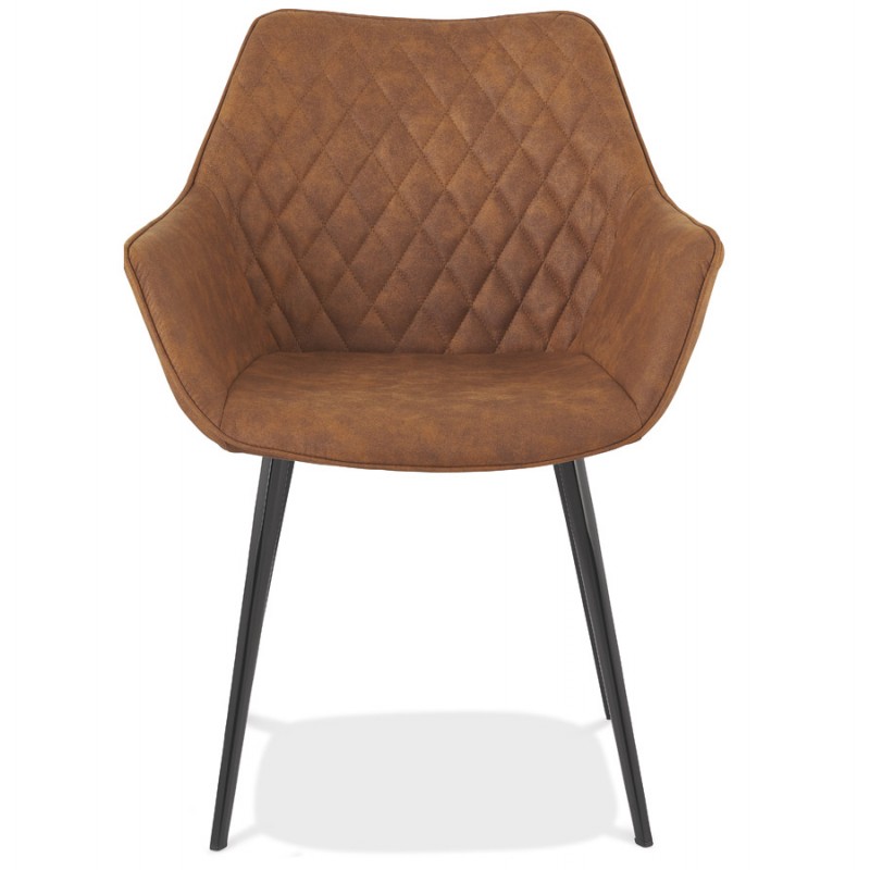 Chair with black metal foot microfiber armrests LENO (brown) - image 62788