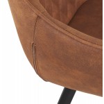 Chair with black metal foot microfiber armrests LENO (brown)
