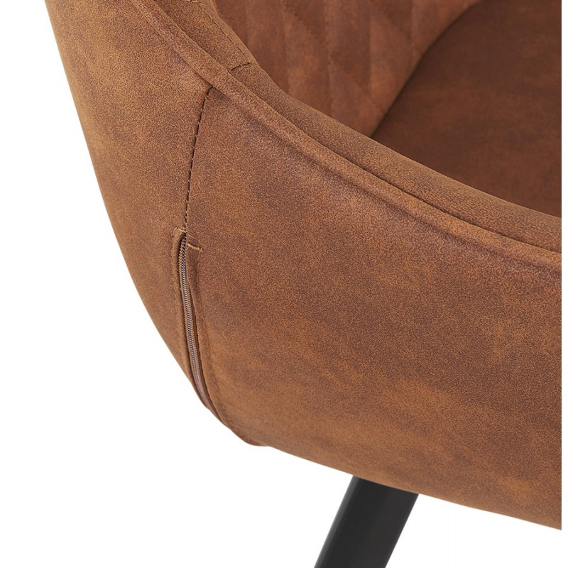 Chair with black metal foot microfiber armrests LENO (brown) - image 62796