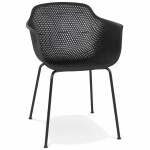 Chair with metal armrests Indoor-Outdoor black metal feet MACEO (black)