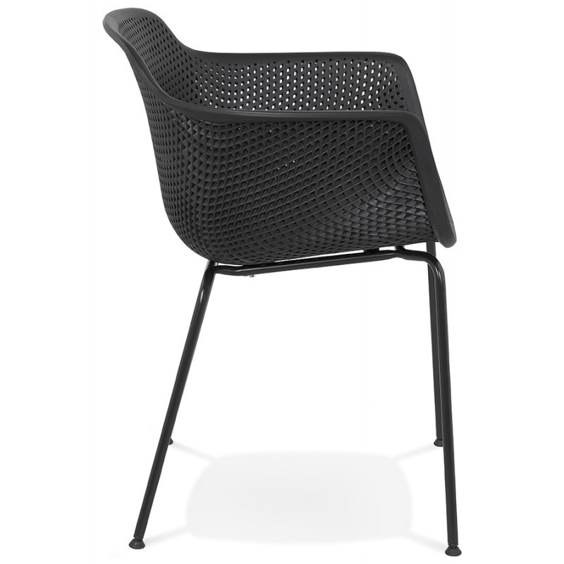 Stuhl mit Metallarmlehnen Indoor-Outdoor schwarze Metallfüße MACEO (schwarz) - image 62802