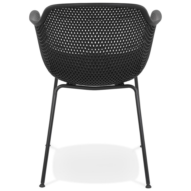 Stuhl mit Metallarmlehnen Indoor-Outdoor schwarze Metallfüße MACEO (schwarz) - image 62804