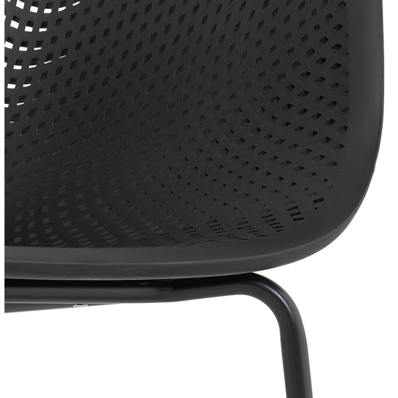 Stuhl mit Metallarmlehnen Indoor-Outdoor schwarze Metallfüße MACEO (schwarz) - image 62811