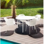Chair with metal armrests Indoor-Outdoor white metal feet MACEO (white)