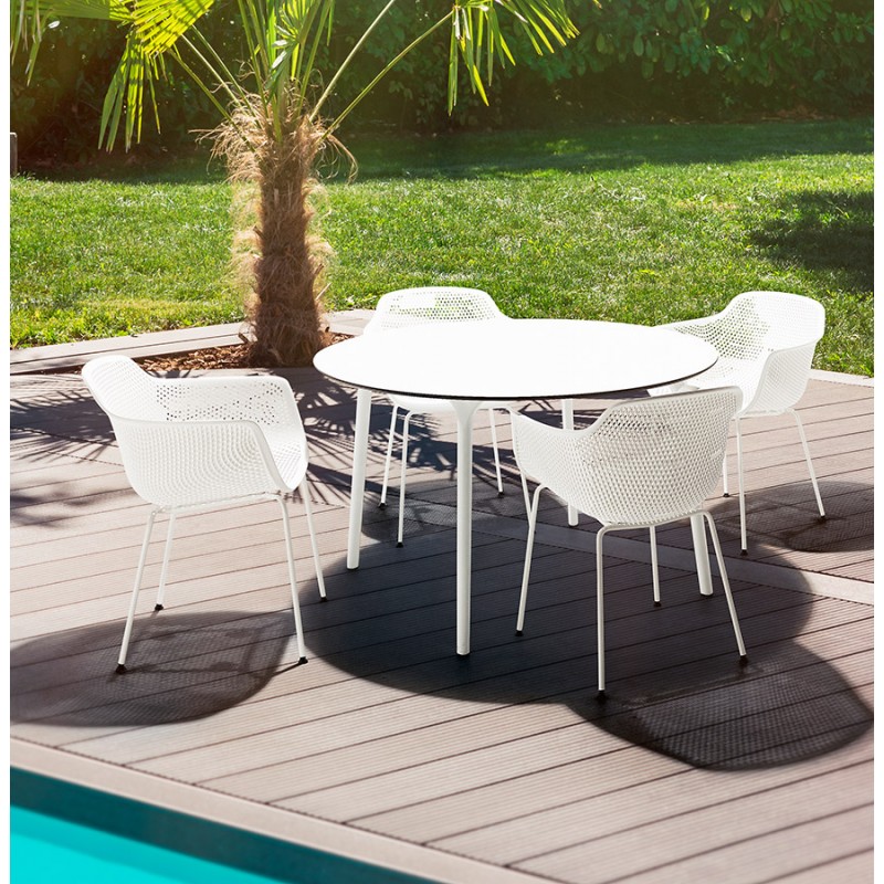 Chair with metal armrests Indoor-Outdoor white metal feet MACEO (white) - image 62827