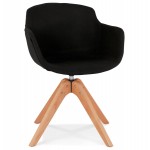 Chair with armrests in natural wood foot fabric STANIS (black)