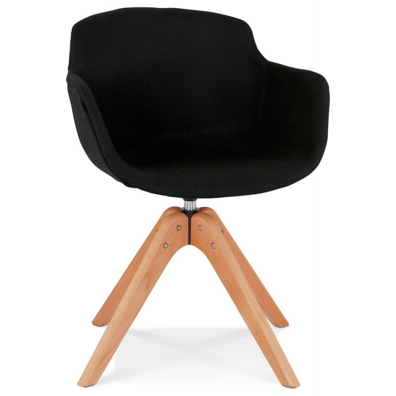 Chaise avec accoudoirs en tissu pieds bois naturel STANIS (noir)