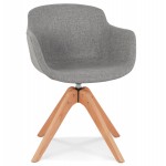 Chair with armrests in fabric feet natural wood STANIS (gray)