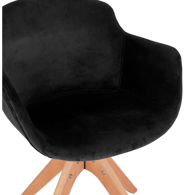 Chaise avec accoudoirs en velours pieds bois naturel MANEL (noir) - image 62874