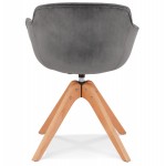 Stuhl mit Samtarmlehnen, Füße Naturholz MANEL (grau)