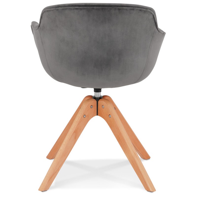 Chair with velvet armrests feet natural wood MANEL (grey) - image 62882