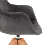 Chaise avec accoudoirs en velours pieds bois naturel MANEL (gris)