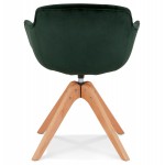 Stuhl mit Samtarmlehnen, Füße Naturholz MANEL (grün)
