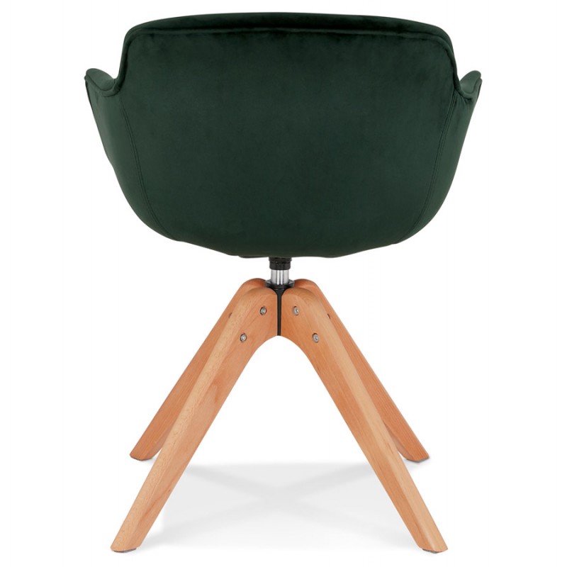 Chaise avec accoudoirs en velours pieds bois naturel MANEL (vert) - image 62892