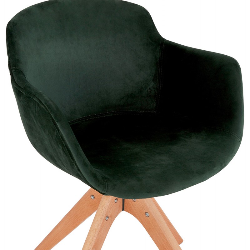 Chaise avec accoudoirs en velours pieds bois naturel MANEL (vert) - image 62893