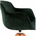 Chaise avec accoudoirs en velours pieds bois naturel MANEL (vert)