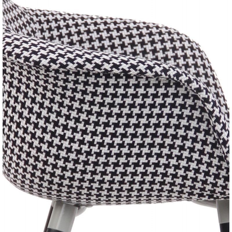 Chaise avec accoudoirs en tissu et pieds en bois noir RANY (pied de poule) - image 62951