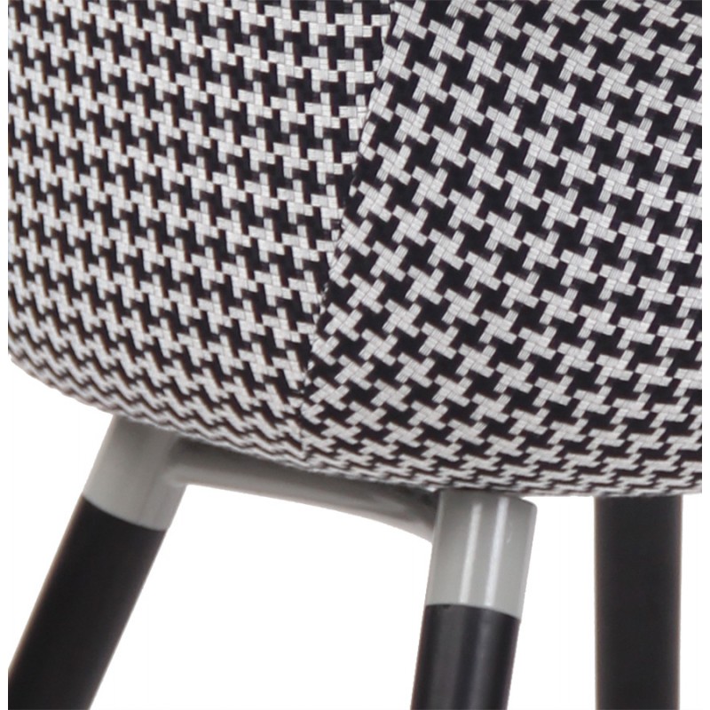 Chaise avec accoudoirs en tissu et pieds en bois noir RANY (pied de poule) - image 62952