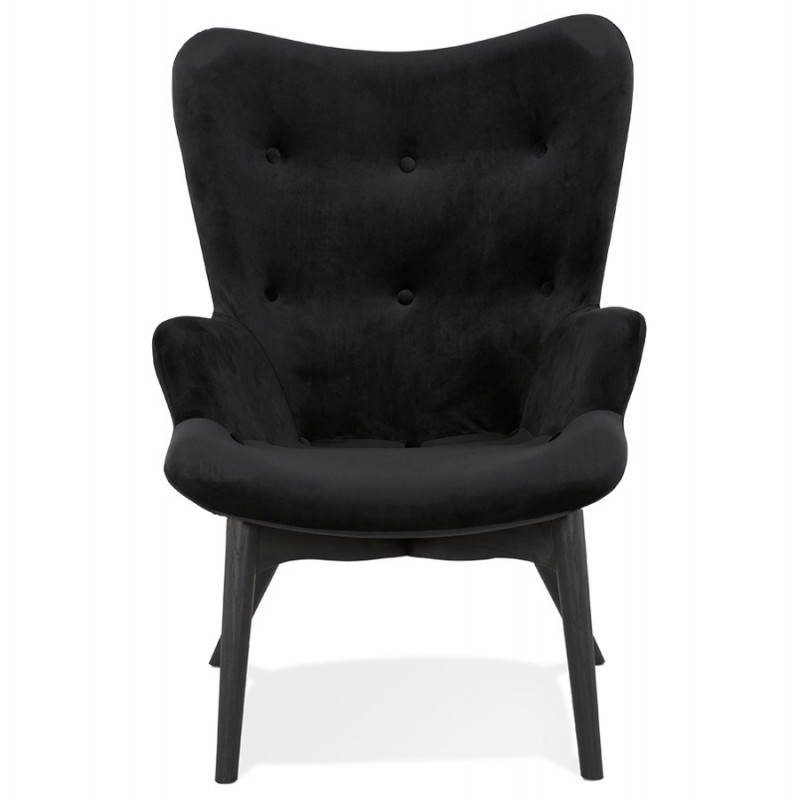 Velvet armchair feet black wood EMRYS (black) - image 62970