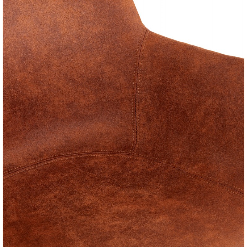 Chaise avec accoudoirs en microfibre pieds métal noir EZIO (marron) - image 63005