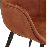 Chaise avec accoudoirs en microfibre pieds métal noir EZIO (marron)