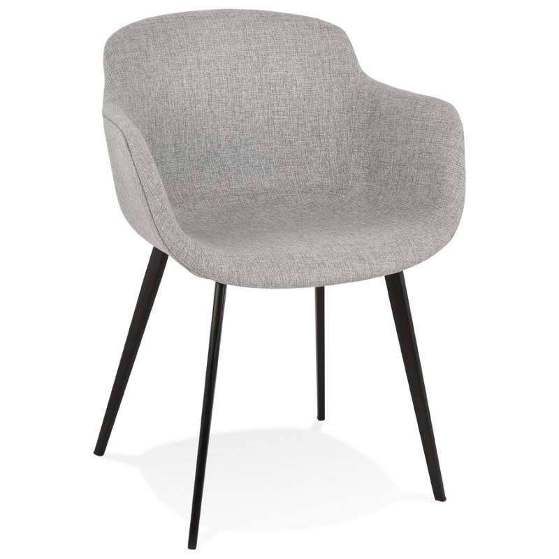 Chaise avec accoudoirs en tissu pieds métal noir ORIS (gris) - image 63022