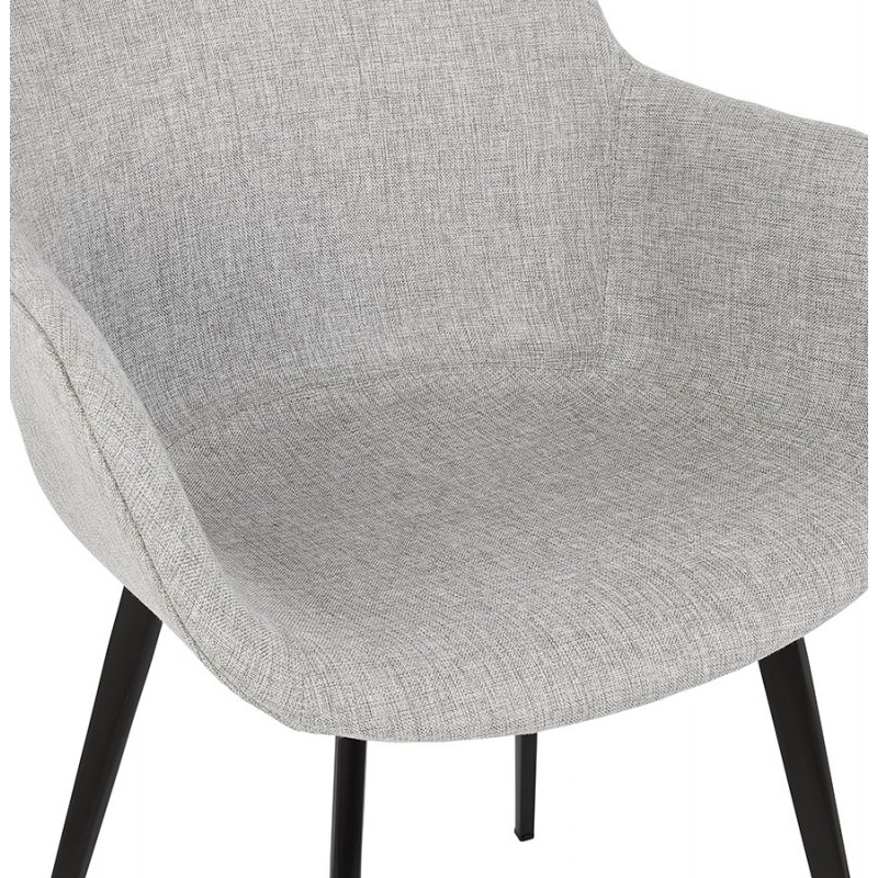 Chaise avec accoudoirs en tissu pieds métal noir ORIS (gris) - image 63027